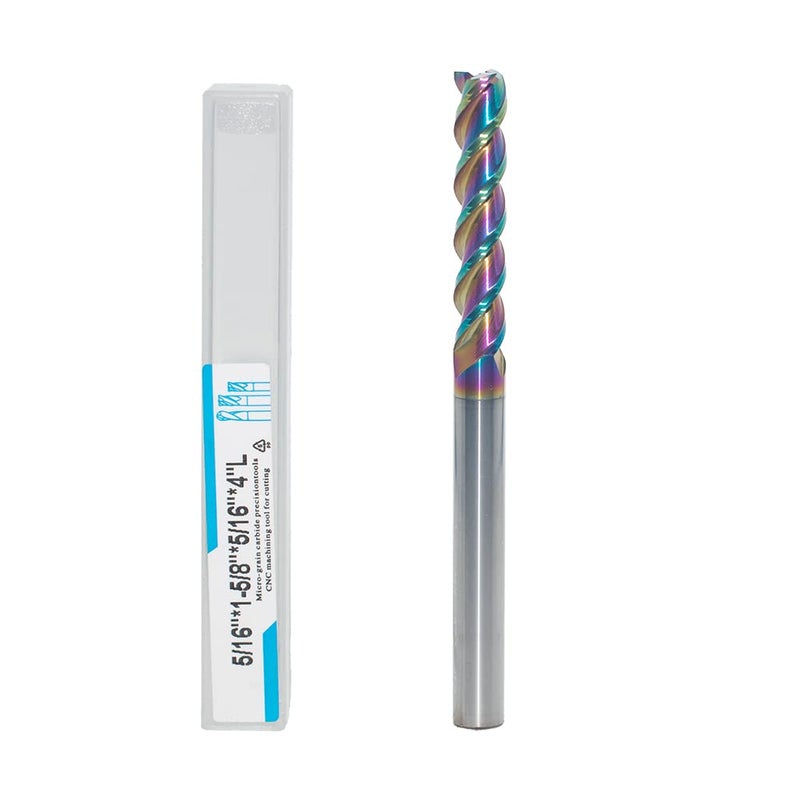 JIANXING 5/16" Extra Long Carbide Square End Mill for Aluminum, Copper Alloy, Plastic, 4" Overall Length End Mill Bits, 3 Flute HRC 55 Deg DLC Coating, CNC Router Bits (1 Pieces) - Image 1